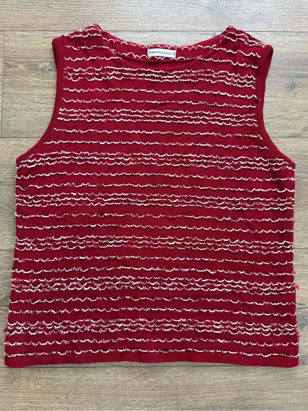 Karen Lessly Red Sweater Tank Top Women's Medium Wool Mohair Blend Vintage EUC